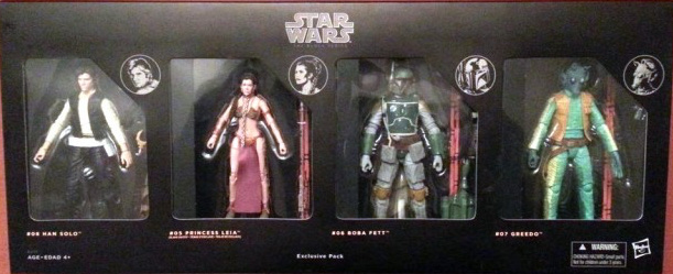 Black series Walmart Mexico 4 Pack (Han Solo, Princess Leia, Boba Fett & Greedo), 2015 (Walmart Mexico)
